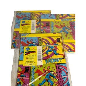 VTG 3 Sheets American Greetings Superman Comic Wrapping Paper NOS Superhero 90s